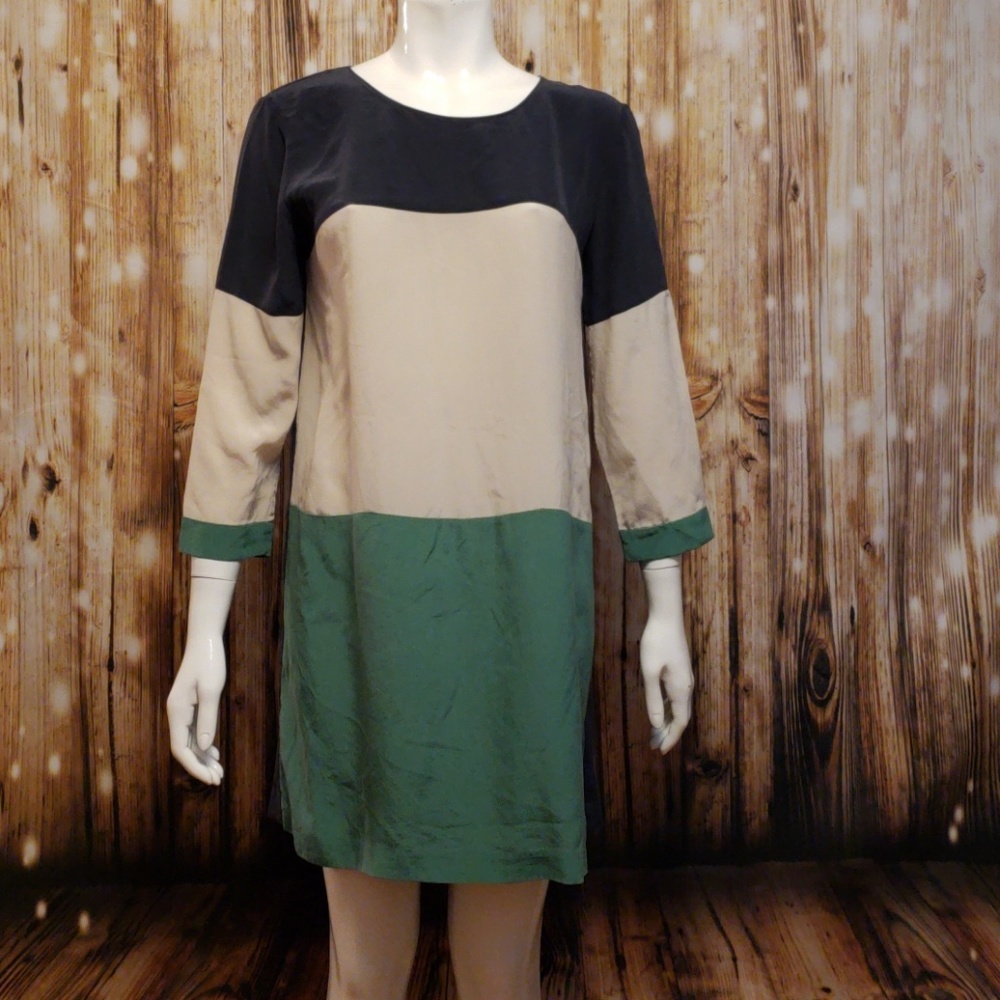Club Monaco silk color block shift dress